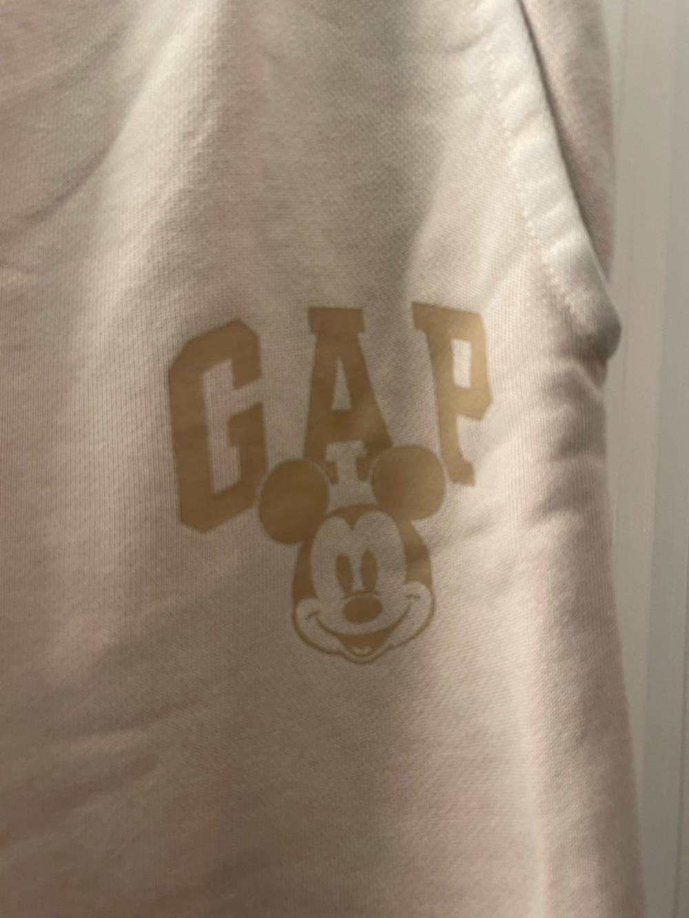 GAP Beige Logo Sweatpants with Subtle Mickey Graphic - Picture 3 of 6